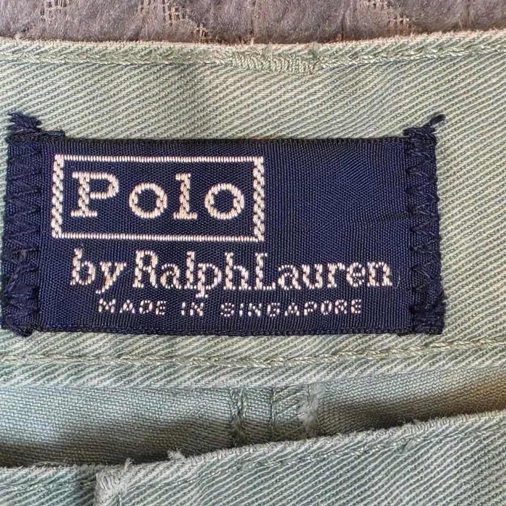 Vintage Old Money Polo Ralph Lauren Andrew Pant 36x32 Sage Green Pleated Chino